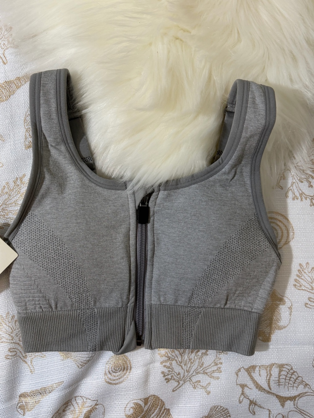 all in motion Gray Front-Zip Support Sports Bra